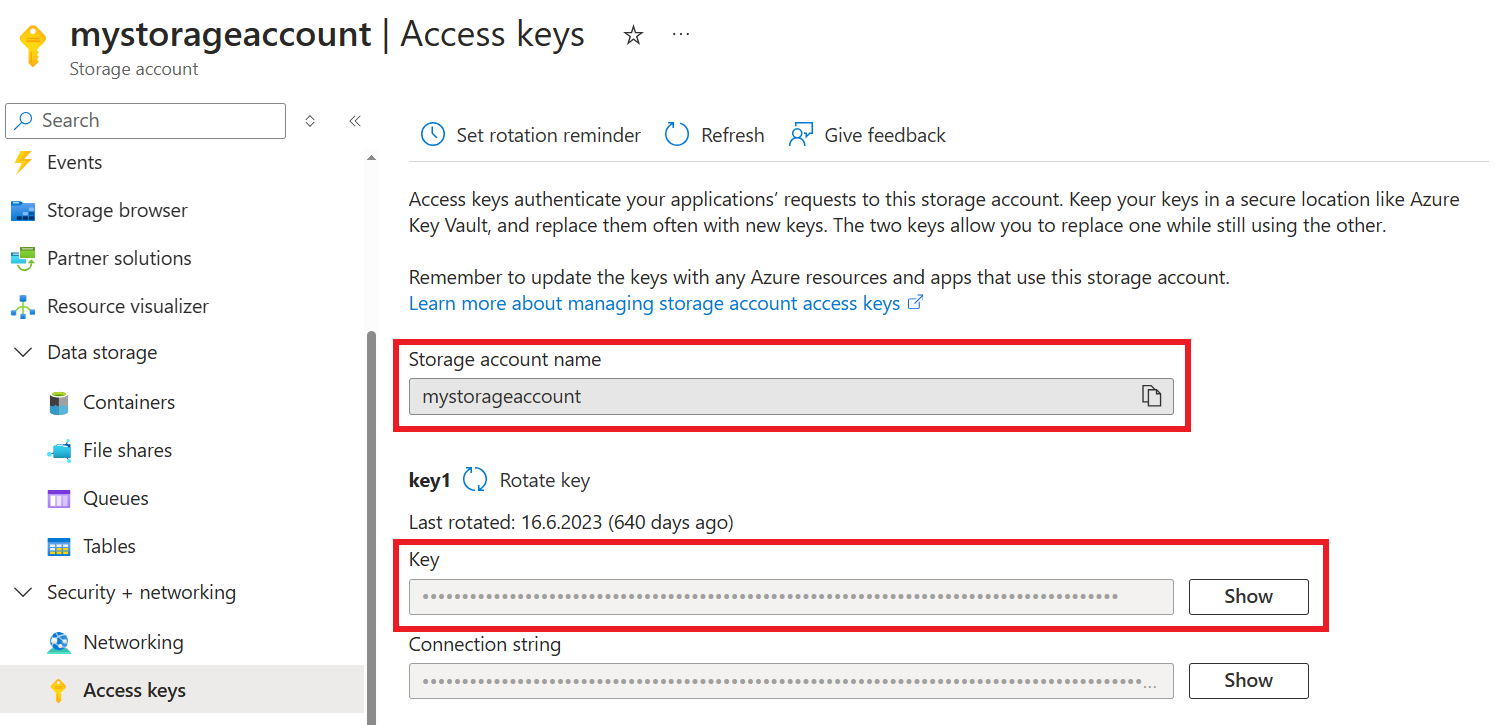 Get account name and key