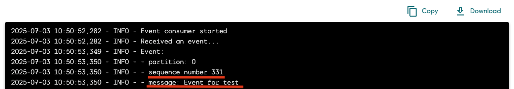 Event Hub client log
